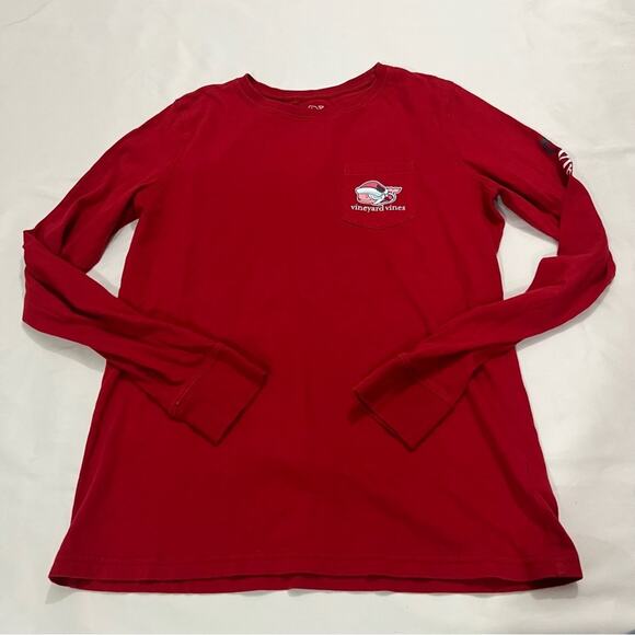 Vineyard Vines Christmas Logo Festive Holiday Long Sleeve Top Size XS Fun Comfy - Picture 2 of 6